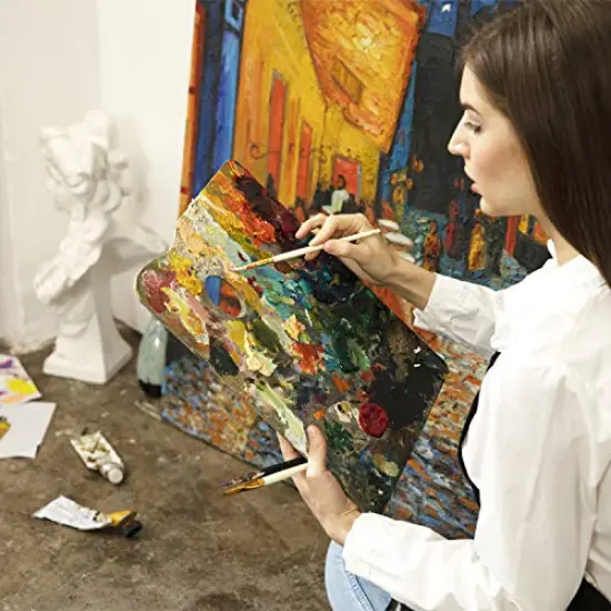 15 Pieces Paint Brush Set, Intermediate Series, Includes Pop-Up Carrying Case with Palette Knife and 2 Sponges, for Acrylic, Oil, Watercolor and Gouache Painting - Pearl White {3}