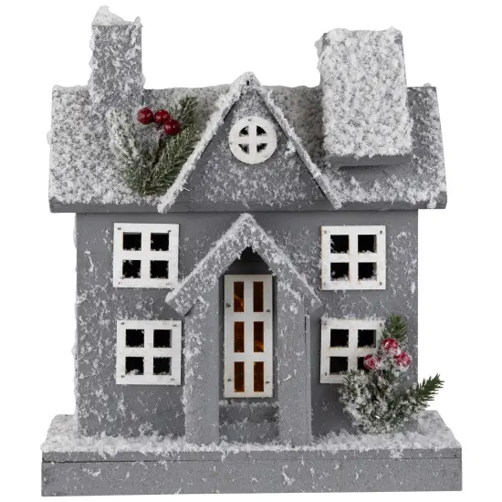Northlight Lighted Snowy House Christmas Decoration - 11" - Gray White {3}