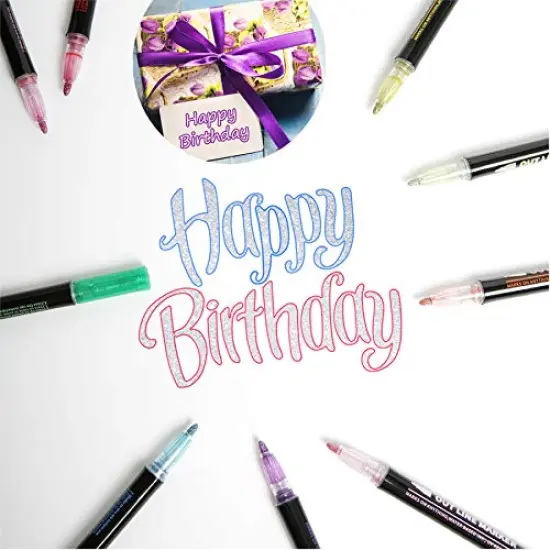 Super Squiggles Outline Markers-12 Colors Super Squiggles Shimmer Markers,Outline Markers Double Line Pen,Outline Markers Self-Outline Metallic Markers {4}