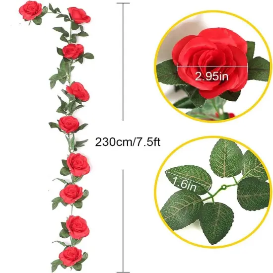 Kitcheniva Artificial Wall Vine Garland Rose Red Flowers {6}