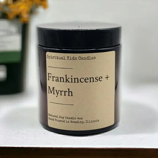Frankincense & Myrrh Soy Candle 4oz 20-25 with Handmade with Fragrant/Essential Oils | Holiday Candle | Earthy & Clean | {3}