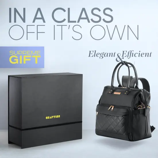 Yarn Storage Backpack for Knitting & Crocheting on the Go - Faux Leather Water-Resistant Bag with USB Port {6}