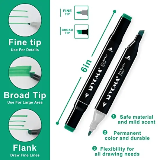 60 Colors Alcohol Markers Dual Tip Markers Art Markers Set, Unique Colors (1 Marker Case) Alcohol-based Ink, Fine & Chisel, Black Penholder {6}