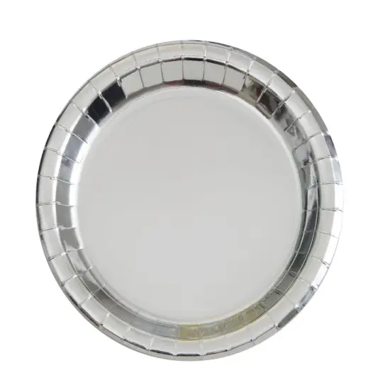 Silver Foil Round 9" Dinner Plates, 8ct {1}