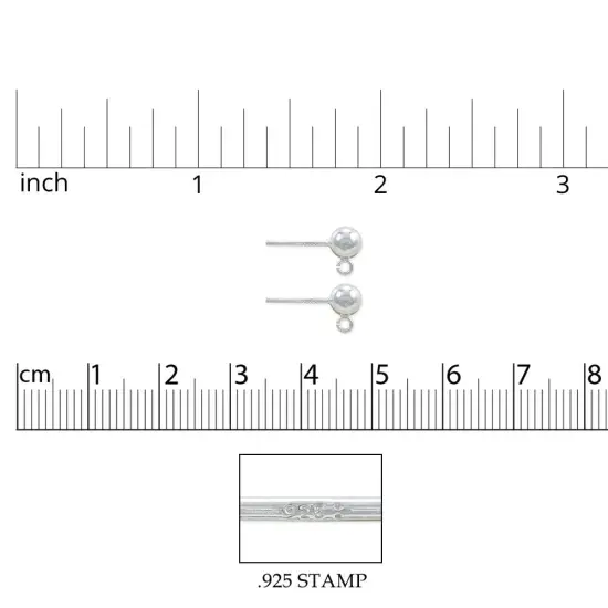 JewelrySupply Sterling Silver 5mm Ball Post Earrings with Open Ring (1 Pair of Sterling Silver Earrings) {2}