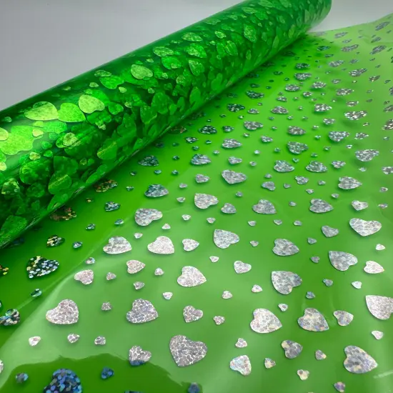 Green Holographic Heart Clear Vinyl {2}