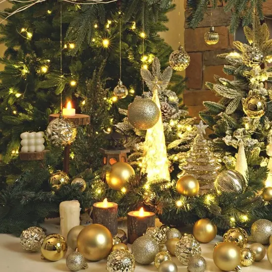 Kitcheniva Shatterproof Christmas Balls 60 Pcs Gold {1}