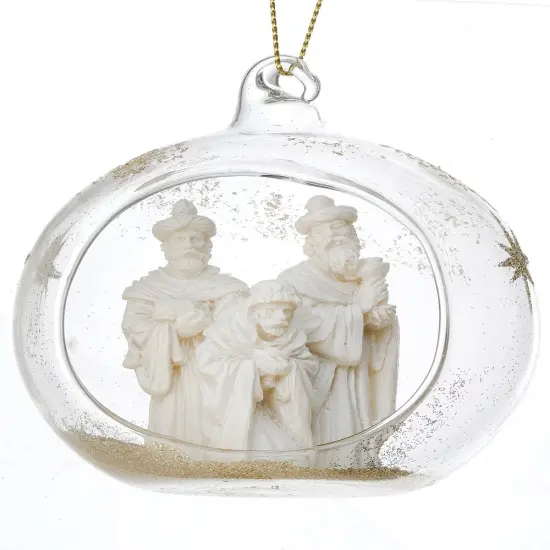 3" Resin in Glass Three Kings Ball Ornament: Elegant Christmas Decoration with Nativity Theme {1}