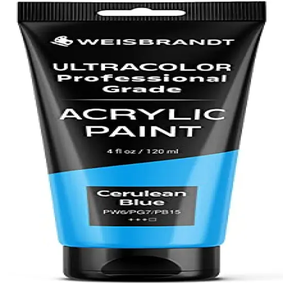 Artist Quality Acrylic Paint in Assorted Colors, 4 oz, Rich Pigment, Non Fading and Non Toxic, for Artists & Hobby Painters, Cerulean Blue {2}