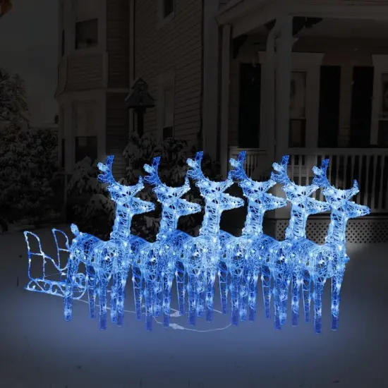 Reindeers & Sleigh Christmas Decoration 320 LEDs Acrylic Warm white {7}
