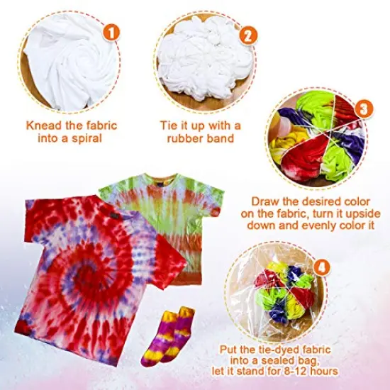 Tie Dye Kit with 3 White T-Shirts, 18 Colors DIY Fabric Tye Dye for Clothes, Arts and Craft for Kids Girls Age 8-12 Year Old, Birthday Christmas Gift for Girls 4,5,6,7,8,9,10,11,12 Year Old {6}