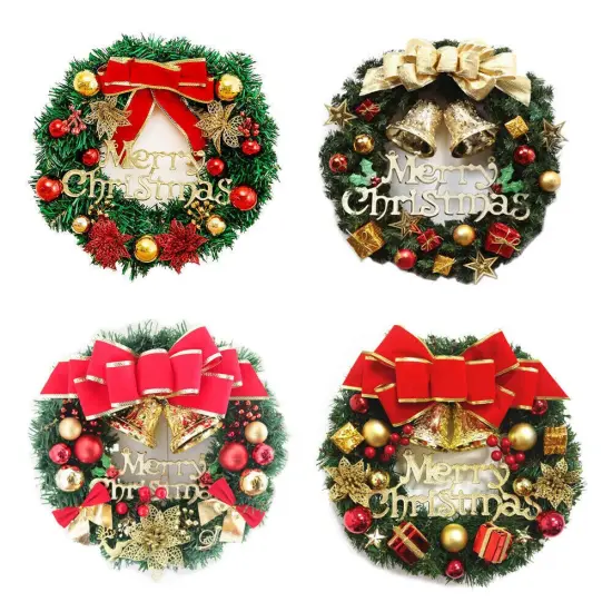 Kitcheniva Christmas Door Wreath With Gold Bow Knot {3}