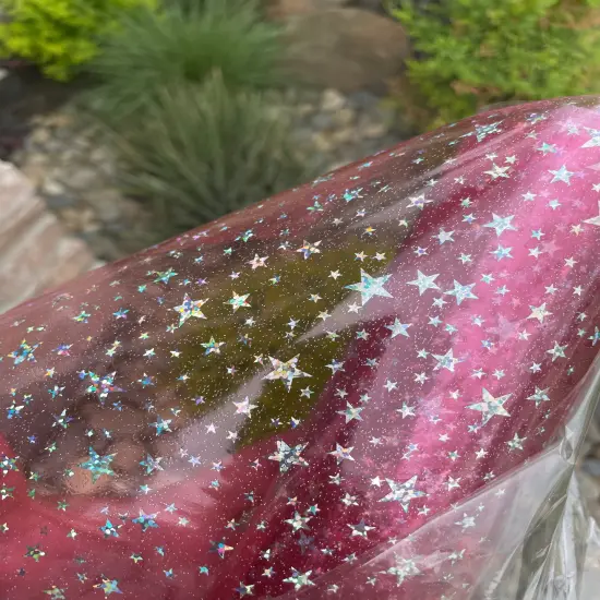 Medium Pink Holographic Star Glitter Jelly Vinyl {1}