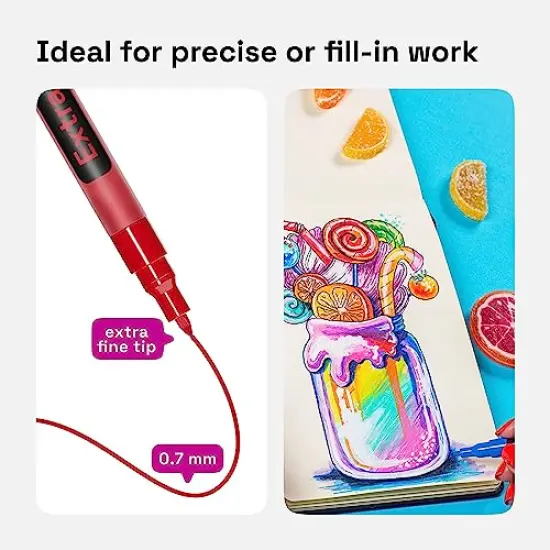 Paint Pens for Rock Painting, Stone, Ceramic, Glass, Wood, Canvas. Set of 12 Acrylic Paint Markers Extra-fine Tip {5}