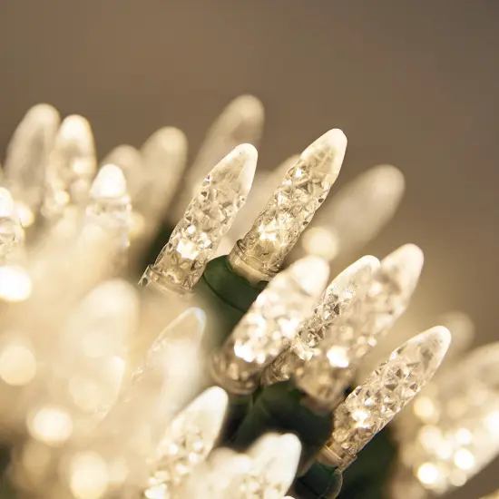 70 Warm White M5 LED Lights, Green Wire, 4" Spacing {2}