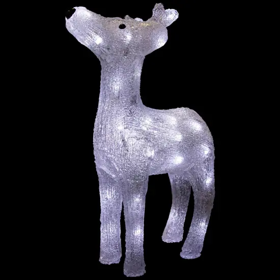 Northlight LED Lighted Commercial Grade Acrylic Reindeer Outdoor Christmas Decoration - 15" - Pure White Lights Clear {1}