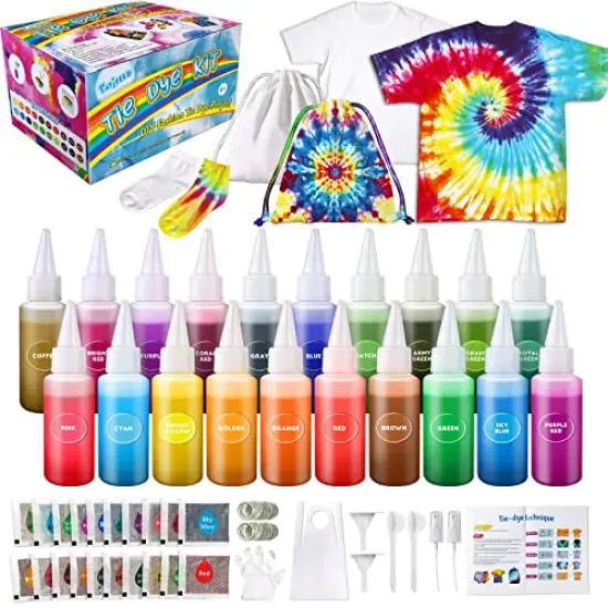 Tie Dye Kit for Kids Adults - Arts and Crafts Toy for Girls & Boys Ages 6-12 - Fabric Tye Dye Craft Kits 20 Colors, Birthday Christmas Gifts for Kids 3 4 5 6 7 8 9 10+ {1}