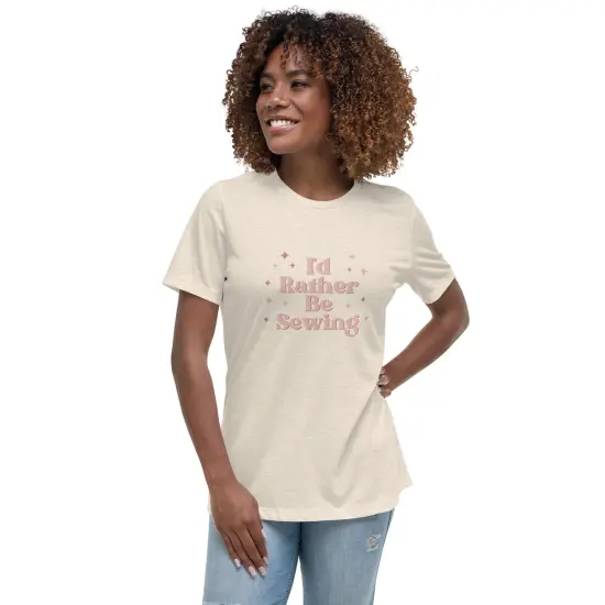 Pink Rather Be Sewing Women's Relaxed T-Shirt {5}