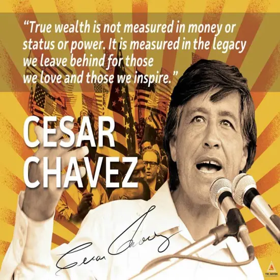 Cesar Chavez Poster Quote Labor Activist Education Art Print, 24"x18", Unframed {1}