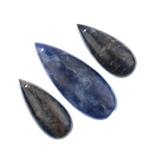 Earth's Jewels Semi-Precious Natural Sodalite Teardrop Pendants, 3pcs {2}