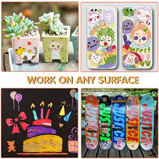 Acrylic Paint Pens, 60 Colors Acrylic Paint Marker, 0.7mm Extra Fine Paint Pens for Canvas, Rock Painting, Wood, Glass, Metal, Ceramic, stone {2}