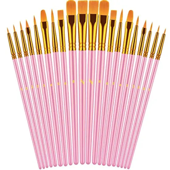 Paint Brushes Set, 20 Pcs Paint Brushes for Acrylic Painting, Oil Watercolor Acrylic Paint Brush, Artist Paintbrushes for Body Face Rock Canvas, Kids Adult Drawing Arts Crafts Supplies, Blush {1}