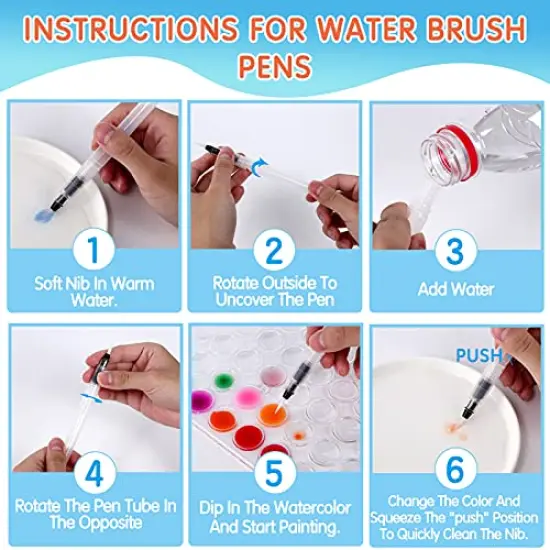 48 Colors Watercolor Paint Set,Non-toxic Watercolor Paint with a Brush Refillable a Water Brush Pen and Palette, Washable Water Color Paints Sets for Kids Adults Children Students Beginner {4}