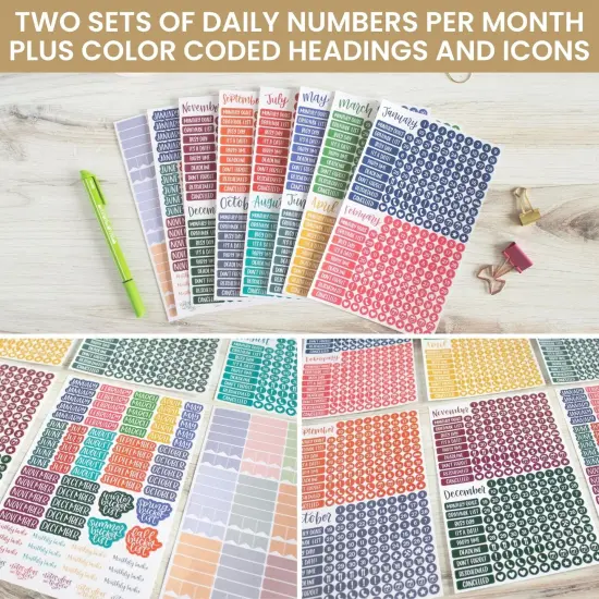 bloom daily planners Planner Stickers, Calendar Essentials Pack, Happy Seasons {6}