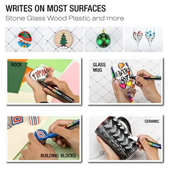 12 colors Acrylic Paint Marker Pens, Extra Fine Point, Nylon Tip, 12 colors, Water based, Expert of rock painting, Water and Fade Resistant, Non-toxic {3}