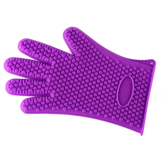 Kitcheniva Silicone Heat Resistant Gloves 1 Pair Purple {1}