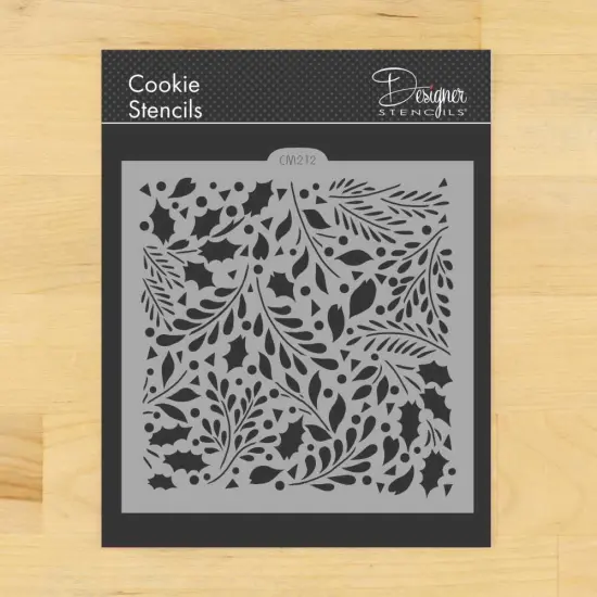 Winter Greenery Cookie & Craft Stencil | CM212 by Designer Stencils | Stencils for Royal Icing, Airbrush, Dusting Powder | {1}