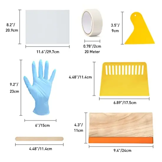 24 Pieces Screen Printing Kit, Include 3 Sizes Wood Silk Screen Printing Frame with 110 Mesh, Screen Printing Squeegees, Transparency Inkjet Film, Masking Tape {4}