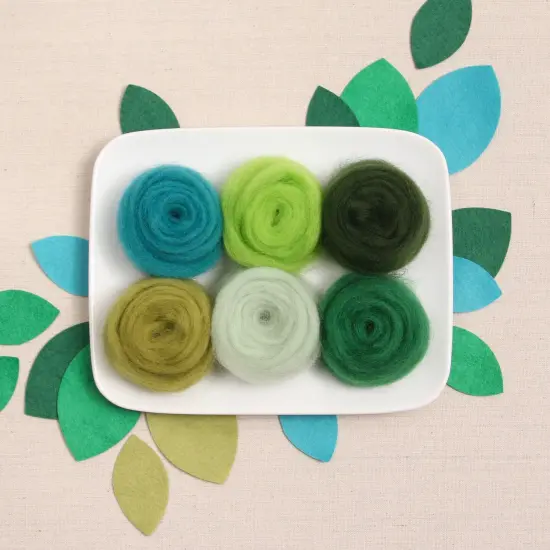 Wool Roving Assortment, Green Palette {1}