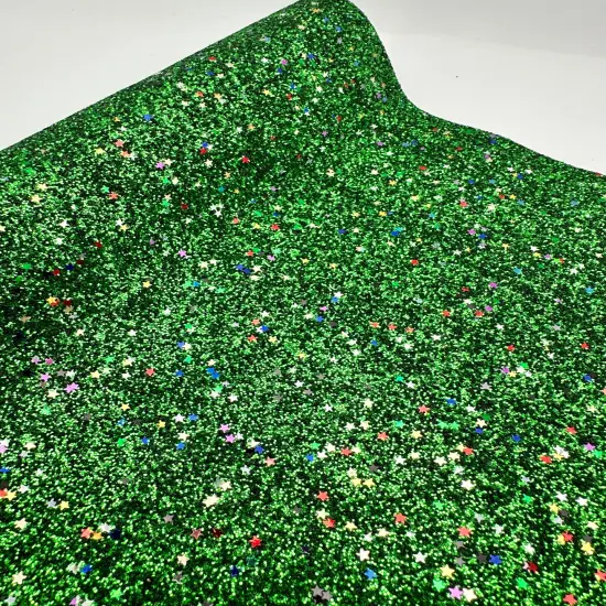 Green Party Star Glitter Craft Vinyl {2}