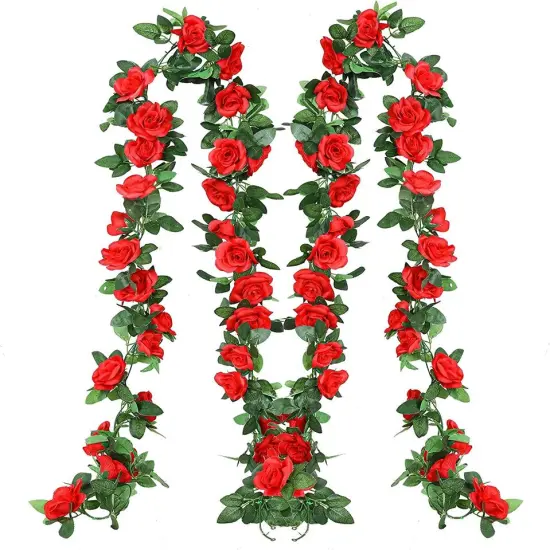 Kitcheniva Artificial Wall Vine Garland Rose Red Flowers {2}