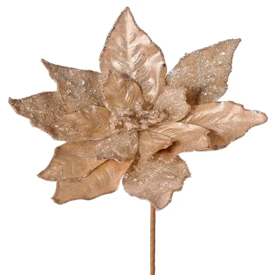 24" Glitter Iced Poinsettia Flower &ndash; Festive Christmas Flower Decoration {1}
