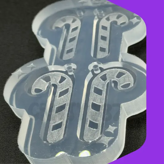 Candy Cane Dangle Earring Silicone Mold (small version) (C15) {3}