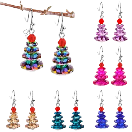 Kitcheniva Colorful Crystal Christmas Tree Earrings Dangle Purple {2}