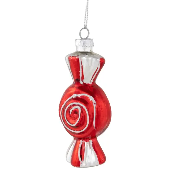 Northlight 4" Peppermint Candy Glass Christmas Ornament Red {5}