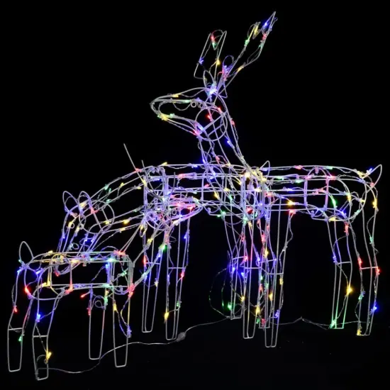 3 Piece Christmas Light Display Reindeers with 229 LEDs Multicolour {2}