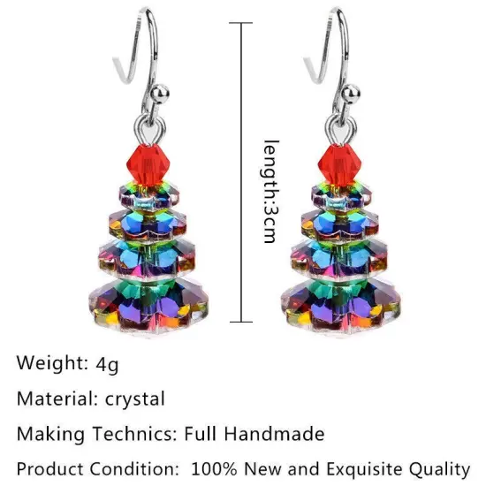 Kitcheniva Colorful Crystal Christmas Tree Earrings Dangle Green {4}