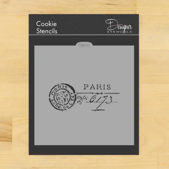 Paris Postmark Cookie and Craft Stencil | CM200 by Designer Stencils | Stencils for Royal Icing, Airbrush, Dusting Powder | {1}