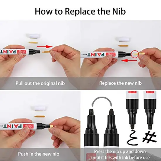 Black Paint Pens for Rock Painting, Stone, Ceramic, Metal, Glass, Wood, Fabric, Canvas, 6 Pack Permanent Oil Based Paint Markers, Medium Tip, 2 Extra Chisel Tips, High Volume Ink, 2X Lifespan {4}