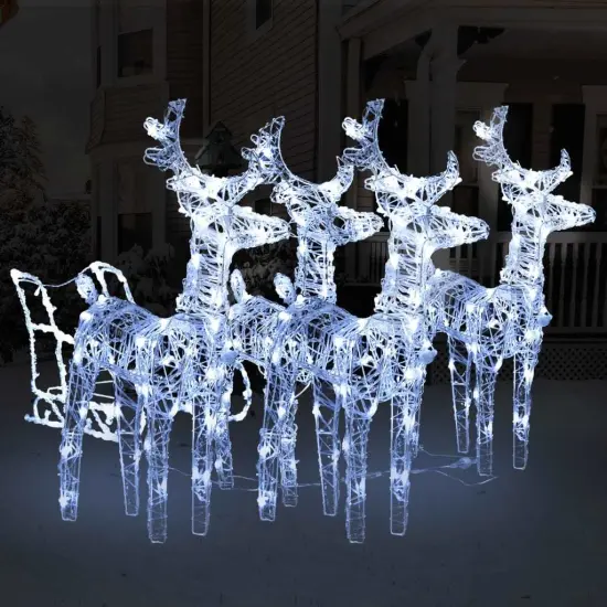 Reindeers & Sleigh Christmas Decoration 240 LEDs Acrylic {1}