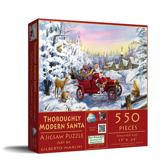 Sunsout Thoroughly Modern Santa 550 pc Christmas Jigsaw Puzzle 60604 {3}
