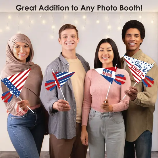 Big Dot of Happiness Stars & Stripes - Triangle Patriotic Party Photo Props - Pennant Flag Centerpieces - Set of 20 {6}