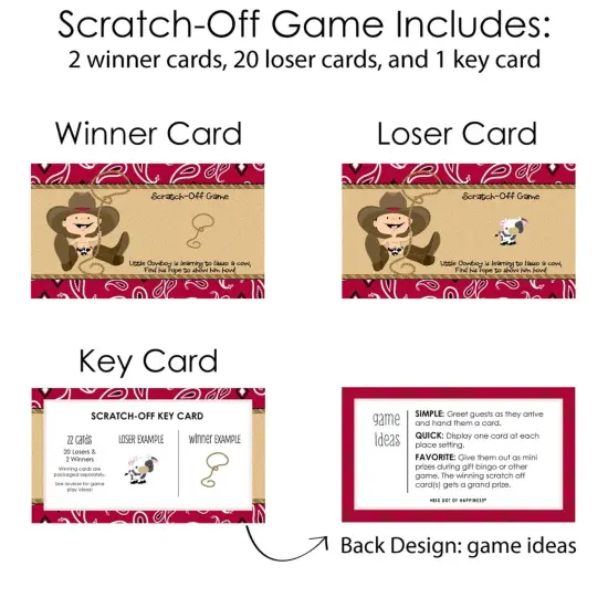 Big Dot of Happiness Little Cowboy - Western Baby Shower or Birthday Party Game Scratch Off Cards - 22 Count {6}