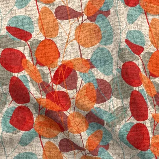 Various Fabrics by the Yard or Fat Quarter Botanical Leaves Faux Textured Red Brown Floral Nature Orange Branches Gray Lunaria Custom Printed Fabric by Spoonflower {5}