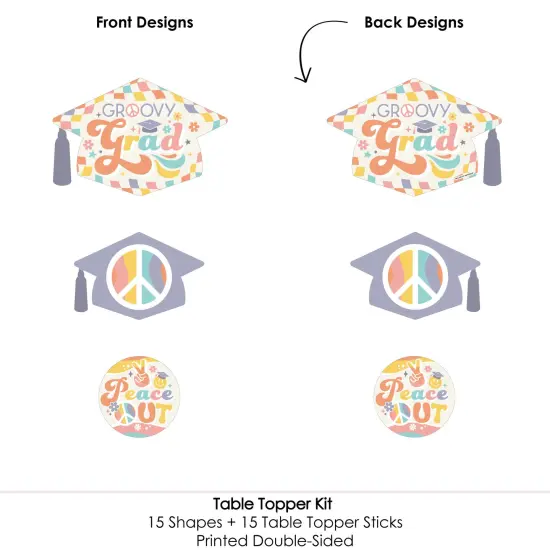 Big Dot of Happiness Groovy Grad - Hippie Graduation Party Centerpiece Sticks - Table Toppers - Set of 15 {6}