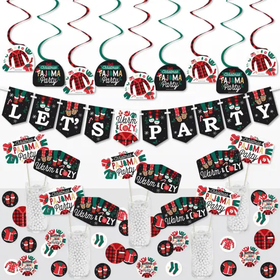 Big Dot of Happiness Christmas Pajamas - Holiday Plaid PJ Party Supplies Decoration Kit - Decor Galore Party Pack - 51 Pieces {1}